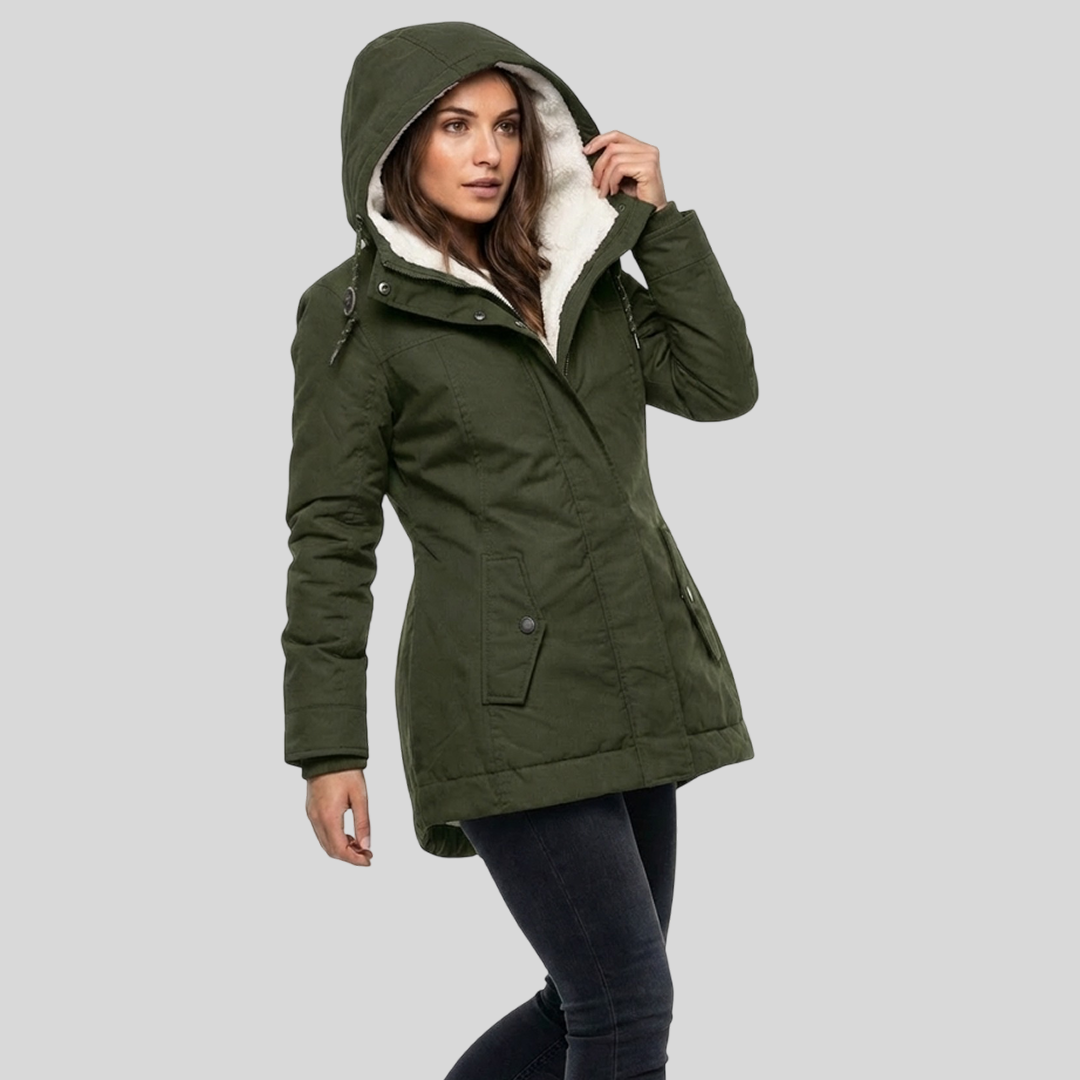 Hooded Sherpa Lined Zip Front Parka Jacket