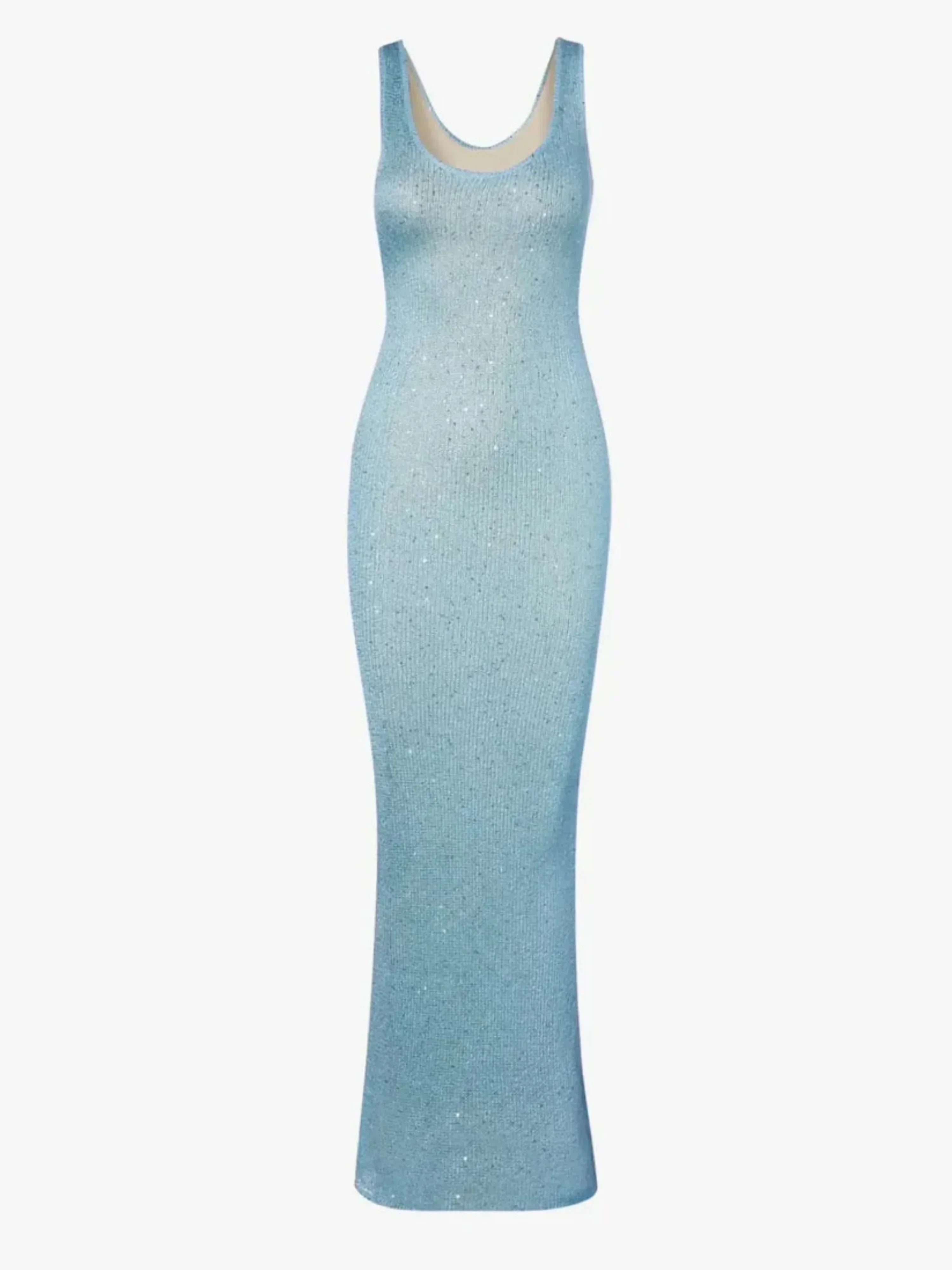 Sequin V-Neck Sleeveless Bodycon Midi Dress