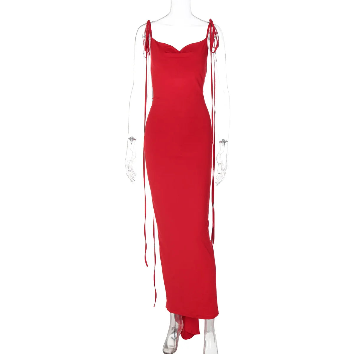 Halter Neck Backless Rosette Back Ruched Bodycon Maxi Dress 7