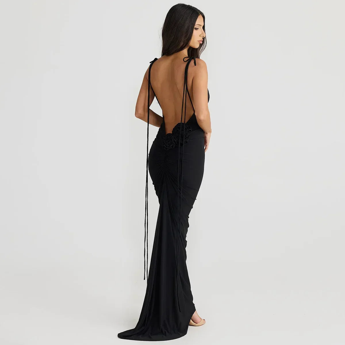 Backless Floral Maxi Dress