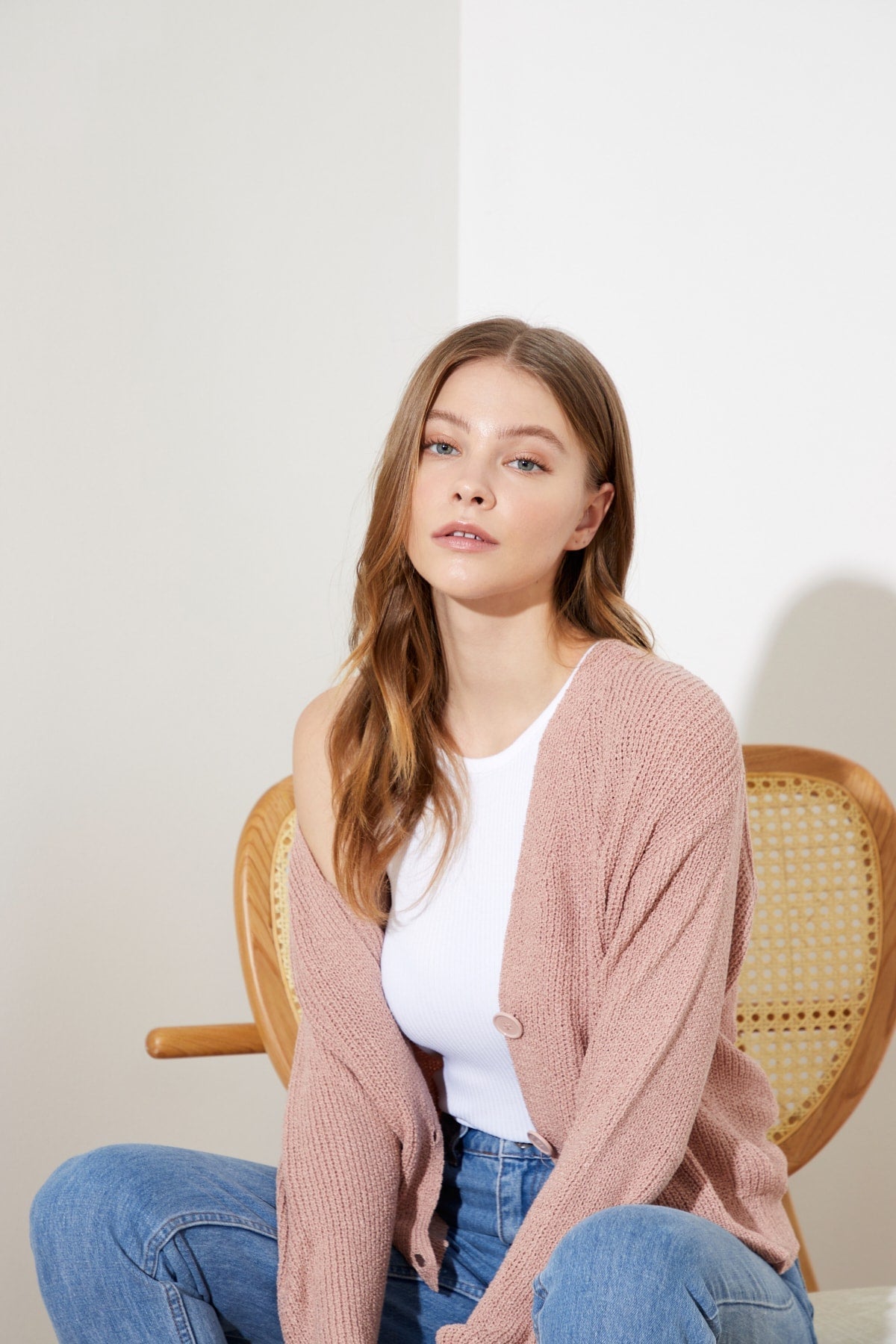 V-Neck Button Front Long Sleeve Open Knit Cropped Cardigan 22