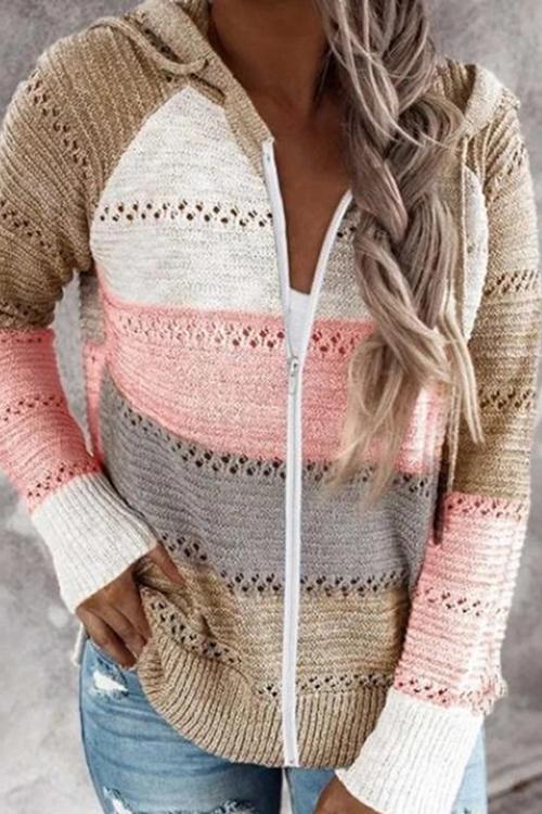 Gradient Zipper Hoodie Cardigan