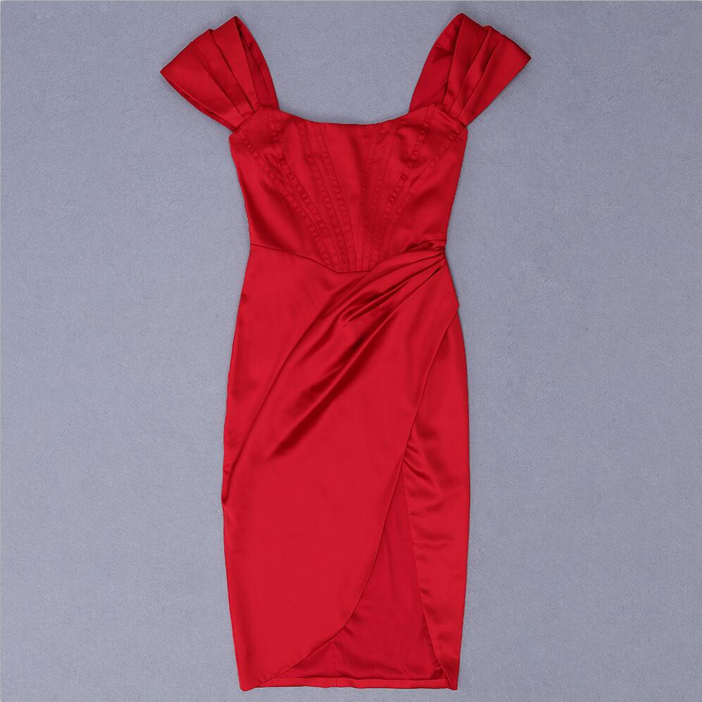 Satin Off Shoulder Sweetheart Corset High Split Bodycon Mini Dress