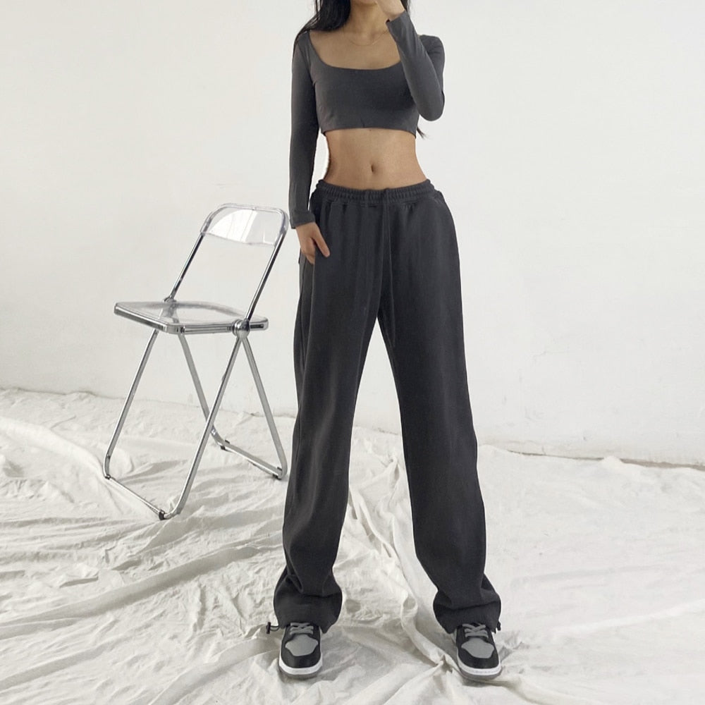 Mojoyce DIRTYLILY Loose Joggers Wide Leg Sweatpants Women Trousers Oversized High Waist Hip Hop Sport Pants Streetwear Vogue Casual Pant
