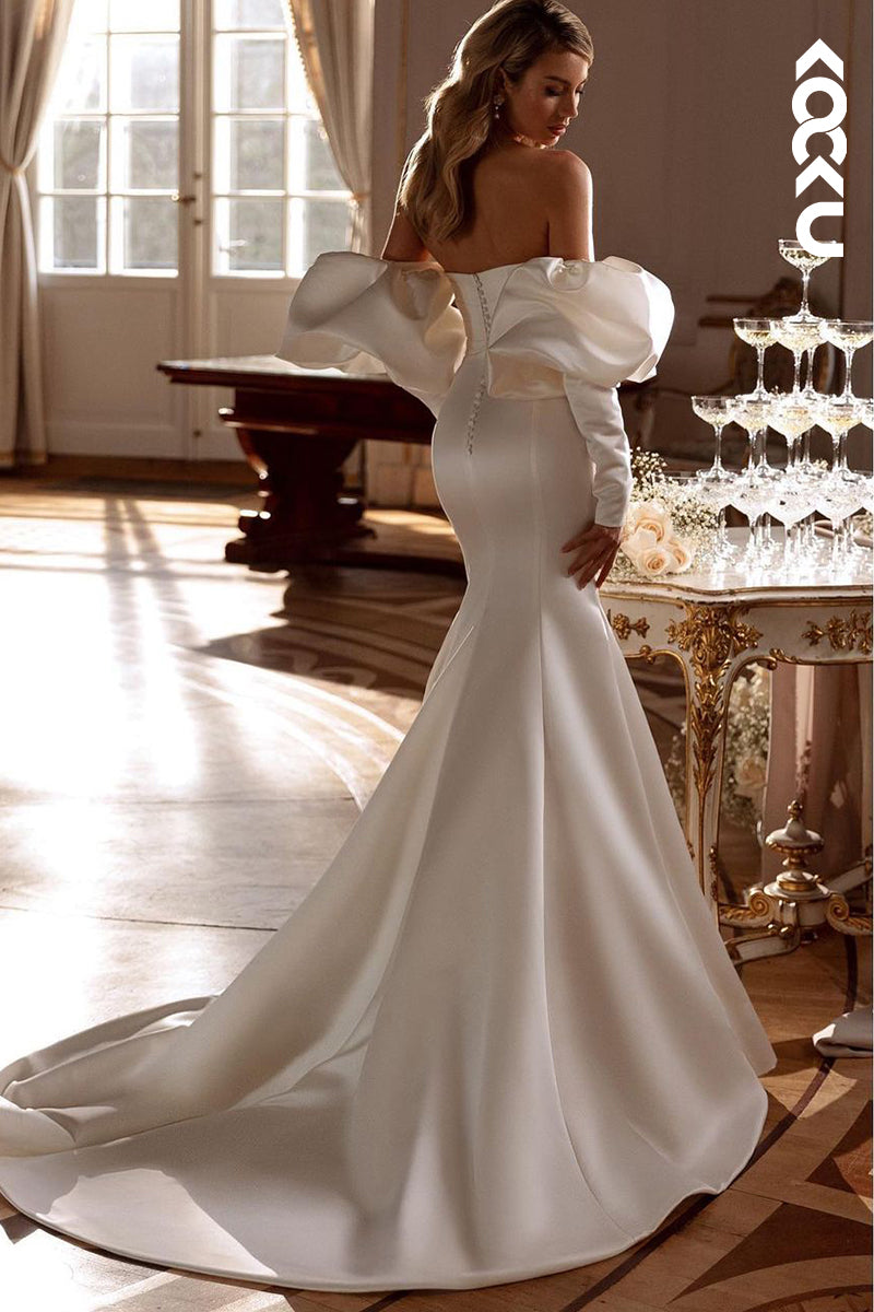 K1904 - Couture & Ornate V-Neck Half Sleeves Mermaid Wedding Dress