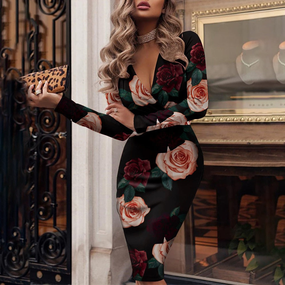 Alba Aesthetic Cocktail Dress with V Neck for Women Evening Wear Edit