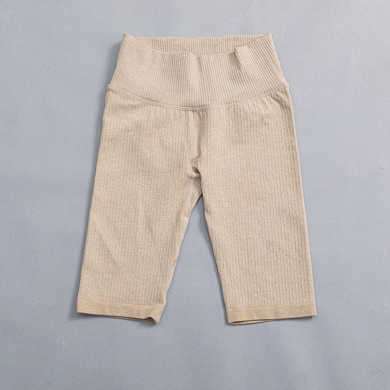 Mojoyce Sport Yoga Leggings Women Seamless Gym Clothing Fitness High Waist Push Up Workout Tights Solid Ribbed Pants