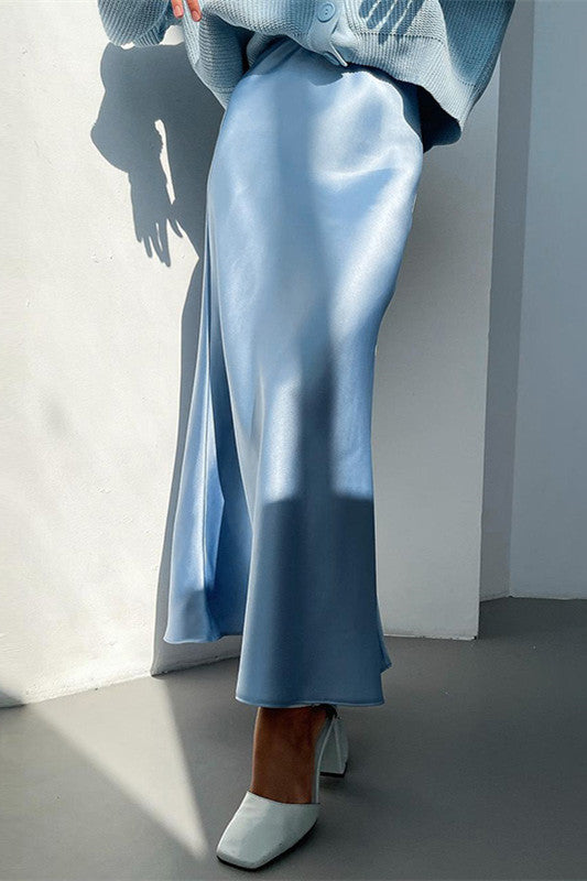 Soft Trumpet High Waist Satin Skirts