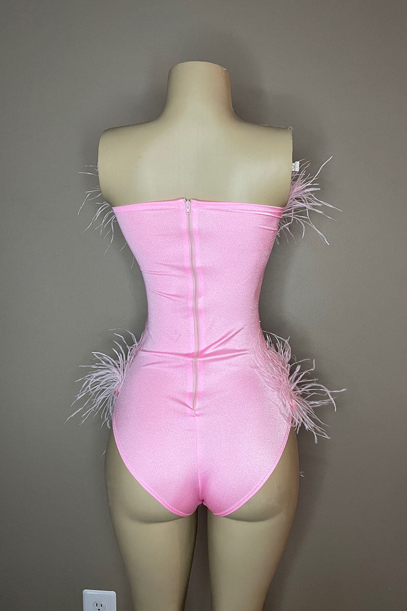 H5590 - Strapless Sleeveless Beaded Sequined Feather Satin Mini Homecoming Dress