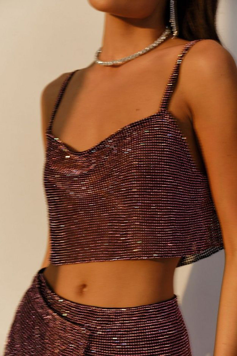H5631 - Two Piece Spaghetti Straps Sequined Sheath Mini Homecoming Dress
