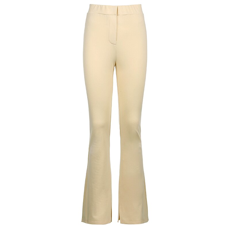 Mojoyce Women's Solid High Waist Stretchy Leggings Skinny Sexy Split Out Long Trousers Casual Sport Pants Streetwear Autumn