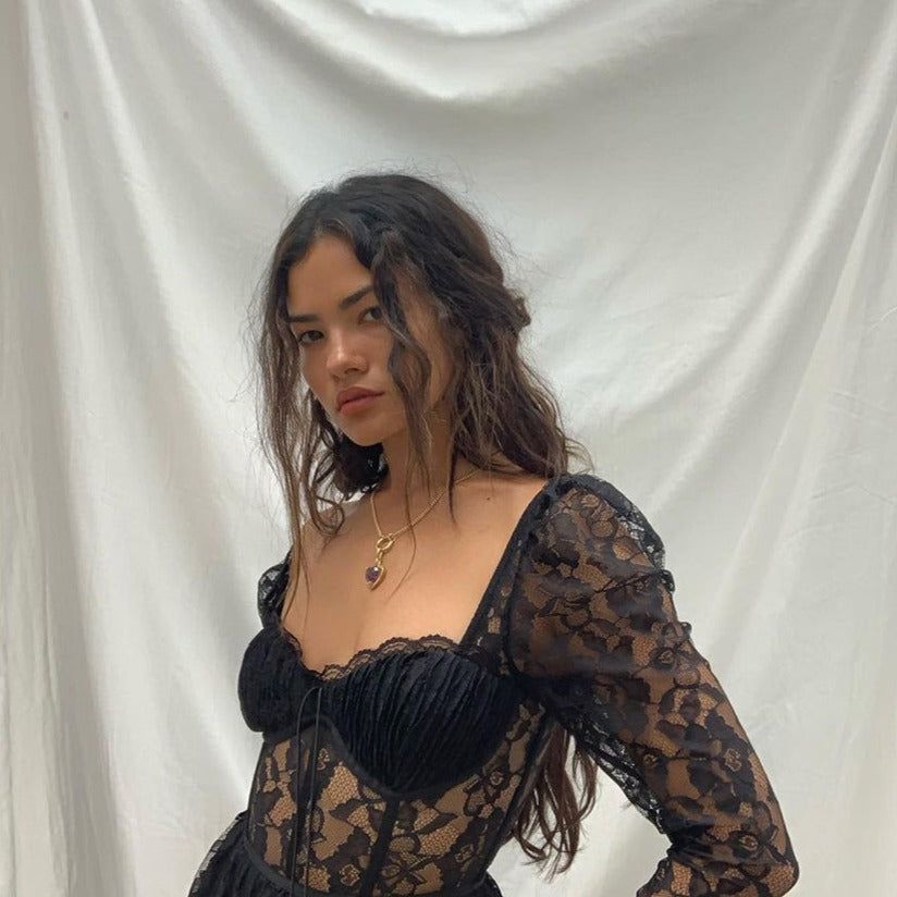 In Her Prime Lace High Slit Maxi Dress - View 4