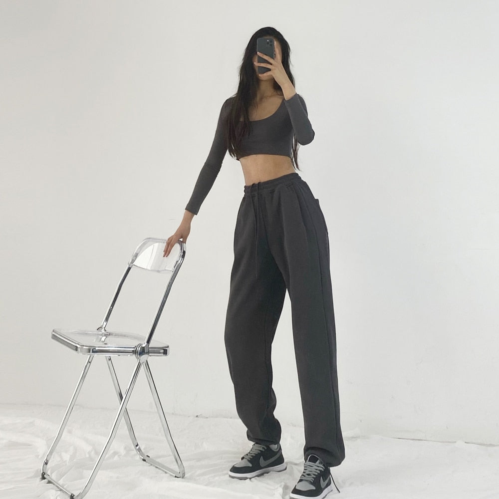 Mojoyce DIRTYLILY Loose Joggers Wide Leg Sweatpants Women Trousers Oversized High Waist Hip Hop Sport Pants Streetwear Vogue Casual Pant