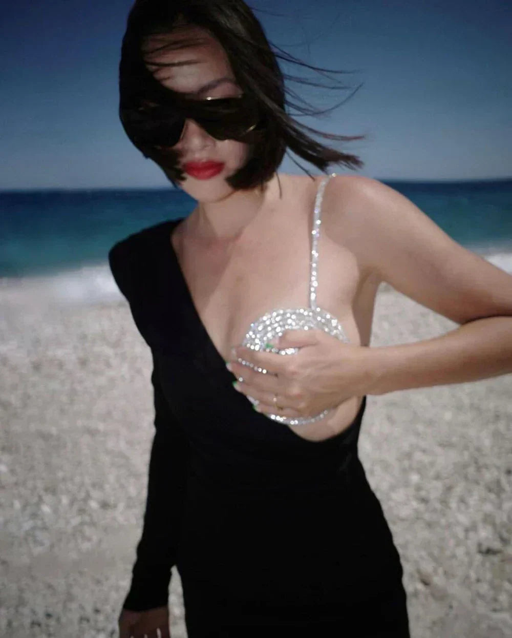 Rhinestone Bra Cup One Shoulder Cut Out Mini Dress 17