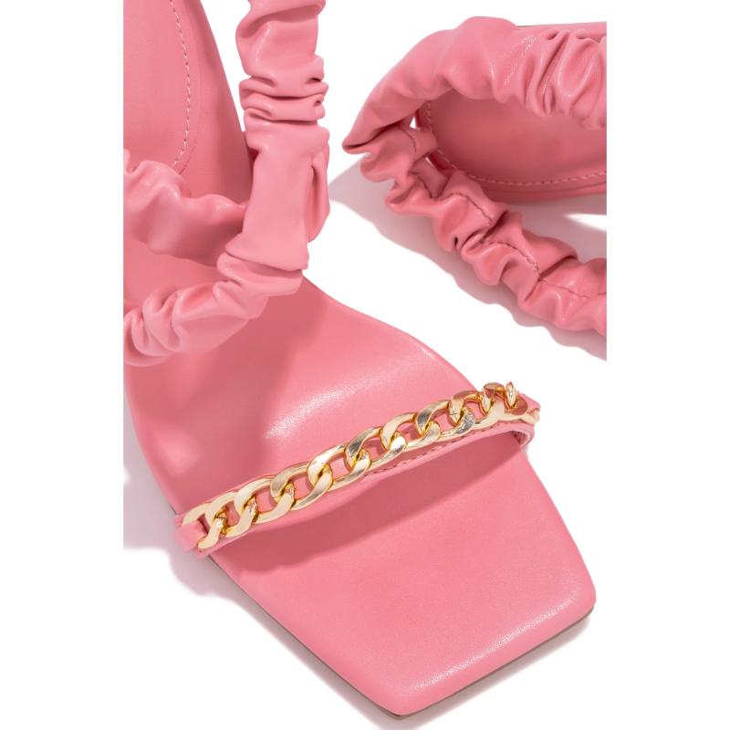 Square Toe Chain High Heels Sandals