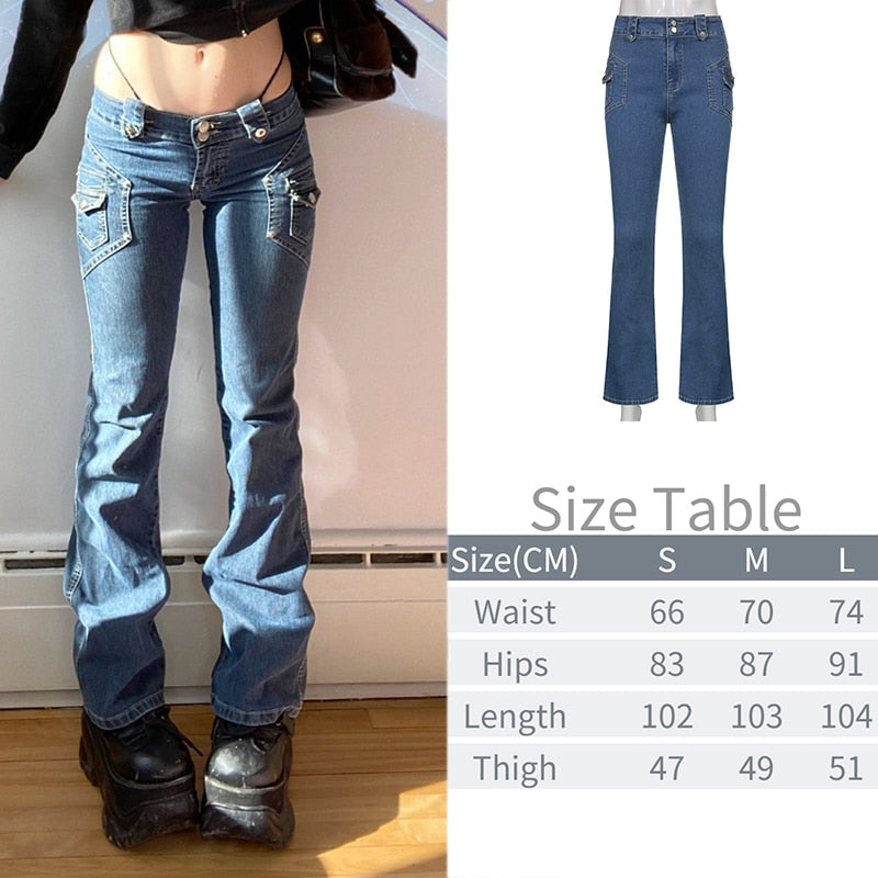KittenAlarm - New Printed Baggy Y2K Jeans Women's Low Waist jeans Autumn Winter Oversize Wide Leg Baggy Pants Casual Cargo Trousers
