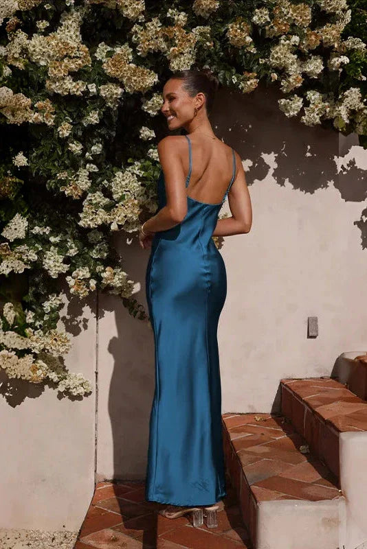 Aurora Elevated Maxi Dress Navy Blue Statement Occasion Edit