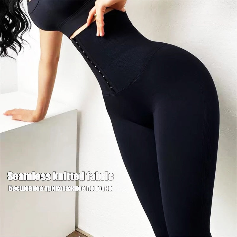 Mojoyce Cloud Hide Yoga Pants High Waist Trainer Slimming Tummy Control Butt Lifter Sports Legging Long Fitness Tights Shapewear