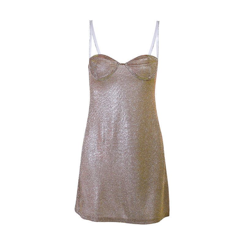 Glitter Sweetheart Spaghetti Strap Bustier Bodycon Mini Dress