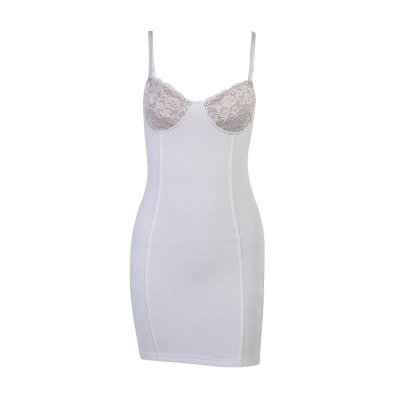 Lace Cup Bustier Ruched Bodycon Mini Dress