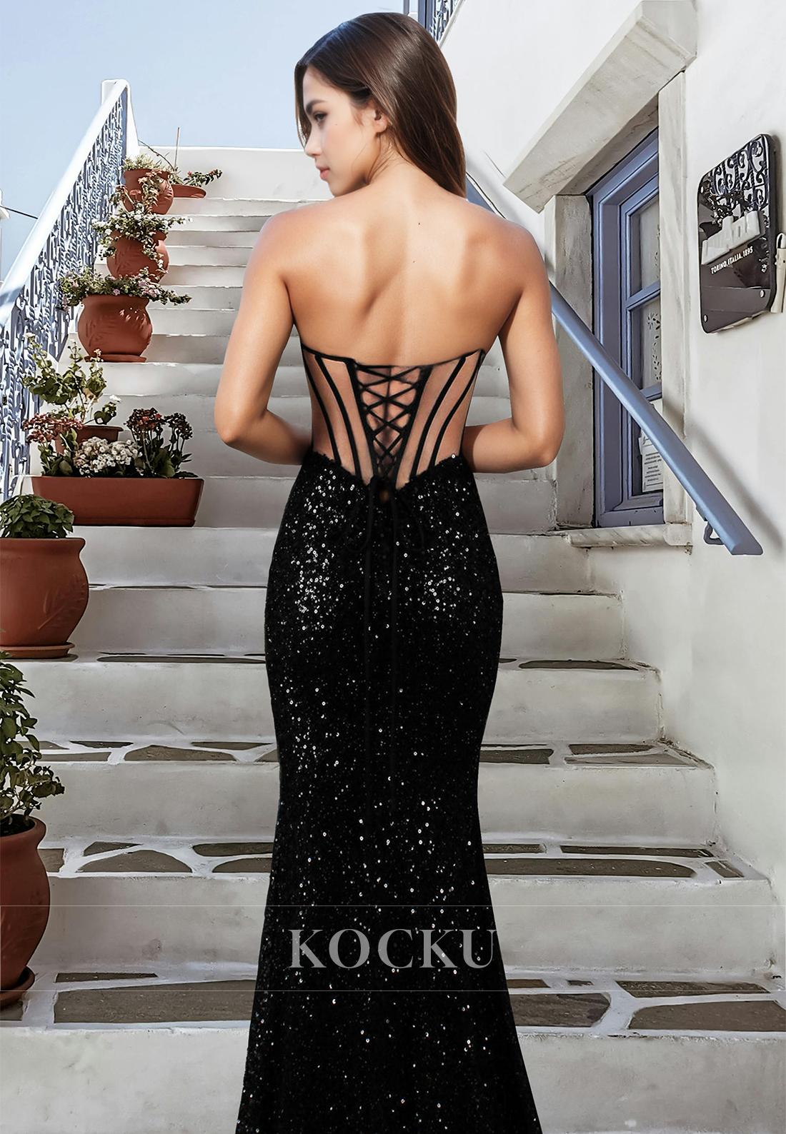 Stunning Sweetheart Sheath Prom Dress Sleeveless Sequins Formal Occasion with Slit