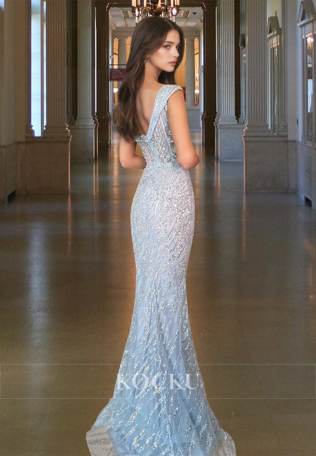 Elegant One Shoulder Sleeveless Sheath Sequin Appliques Lace Party Prom Dress with Slit