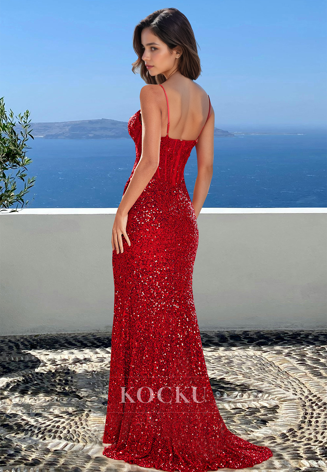 Gorgeous Spaghetti Straps Sheath Sweetheart Appliques Lace Party Prom Dress with Beaded