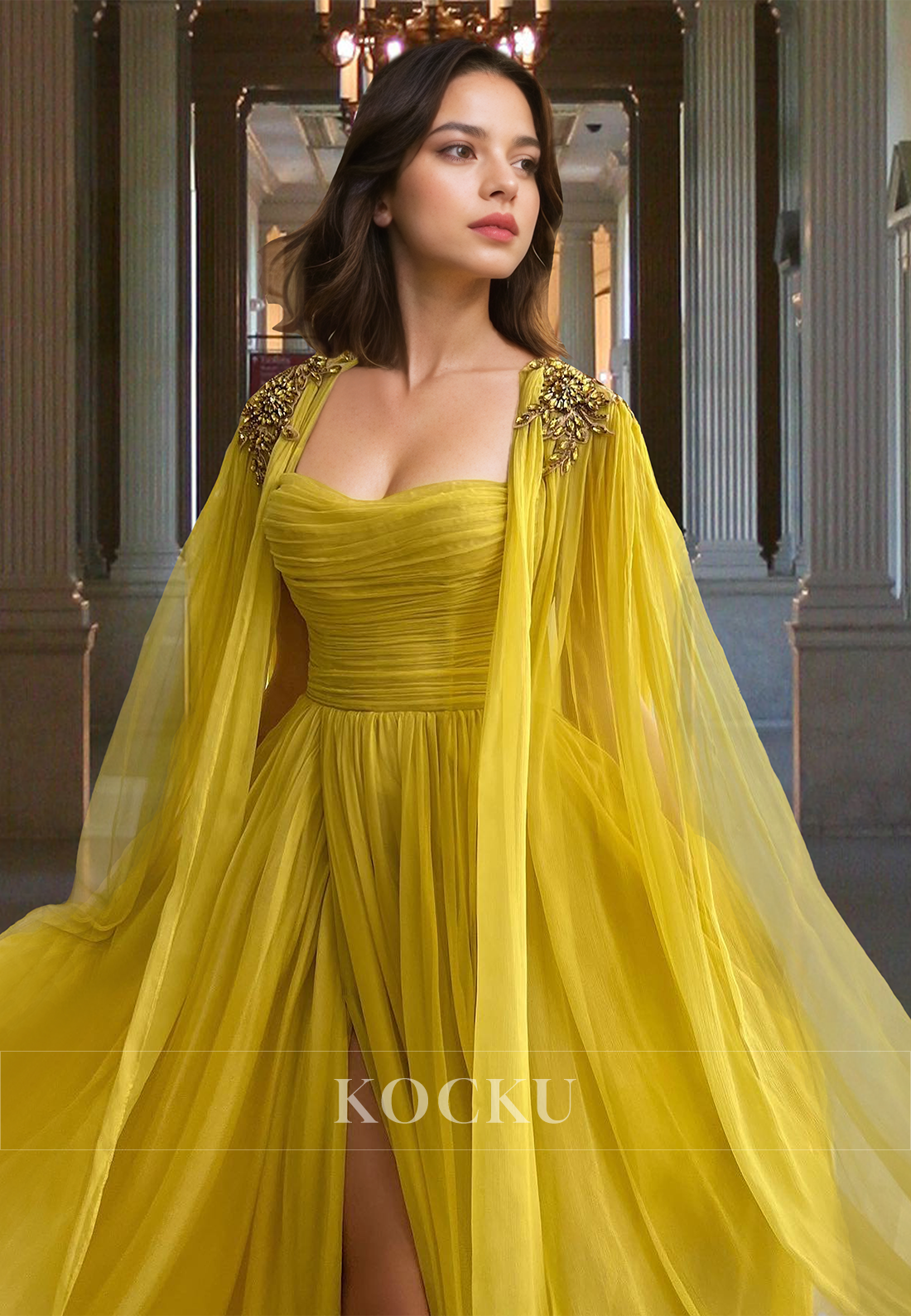 Glamorous A-Line Sweetheart Chiffon Two Piece Long Formal Party Dress with Beaded