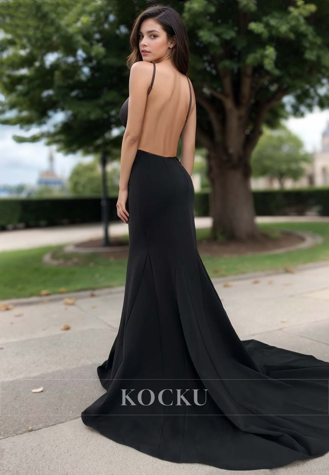 Elegant Sweetheart Straps Mermaid Satin Beaded Bows Formal Prom Dress with Train
