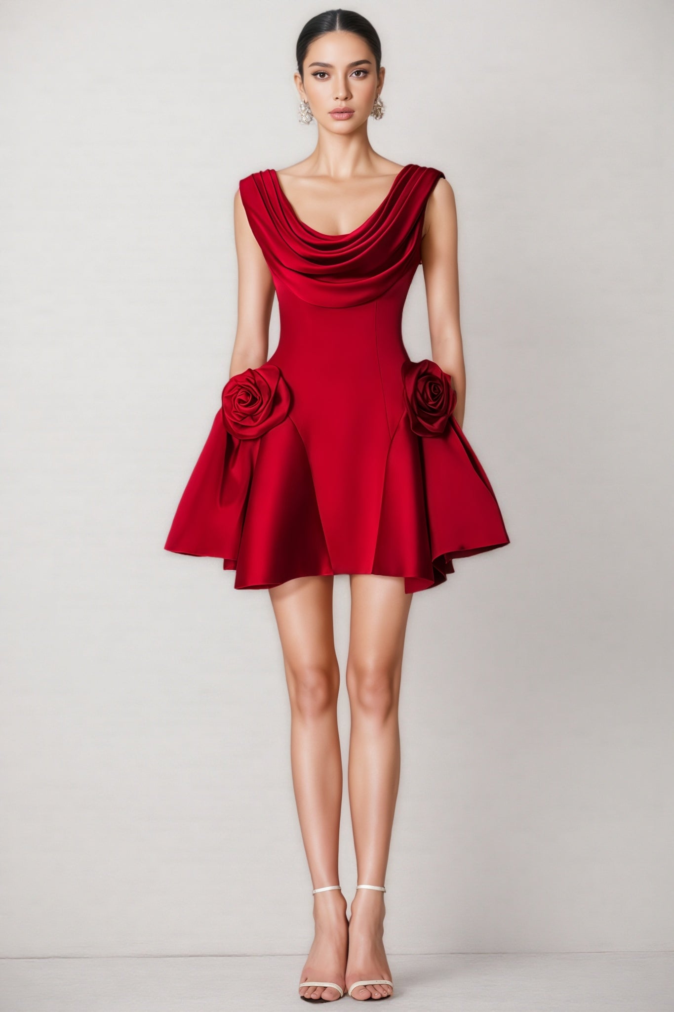 Icarusa Flared Cowl Neck Silk Mini Dress - View 2