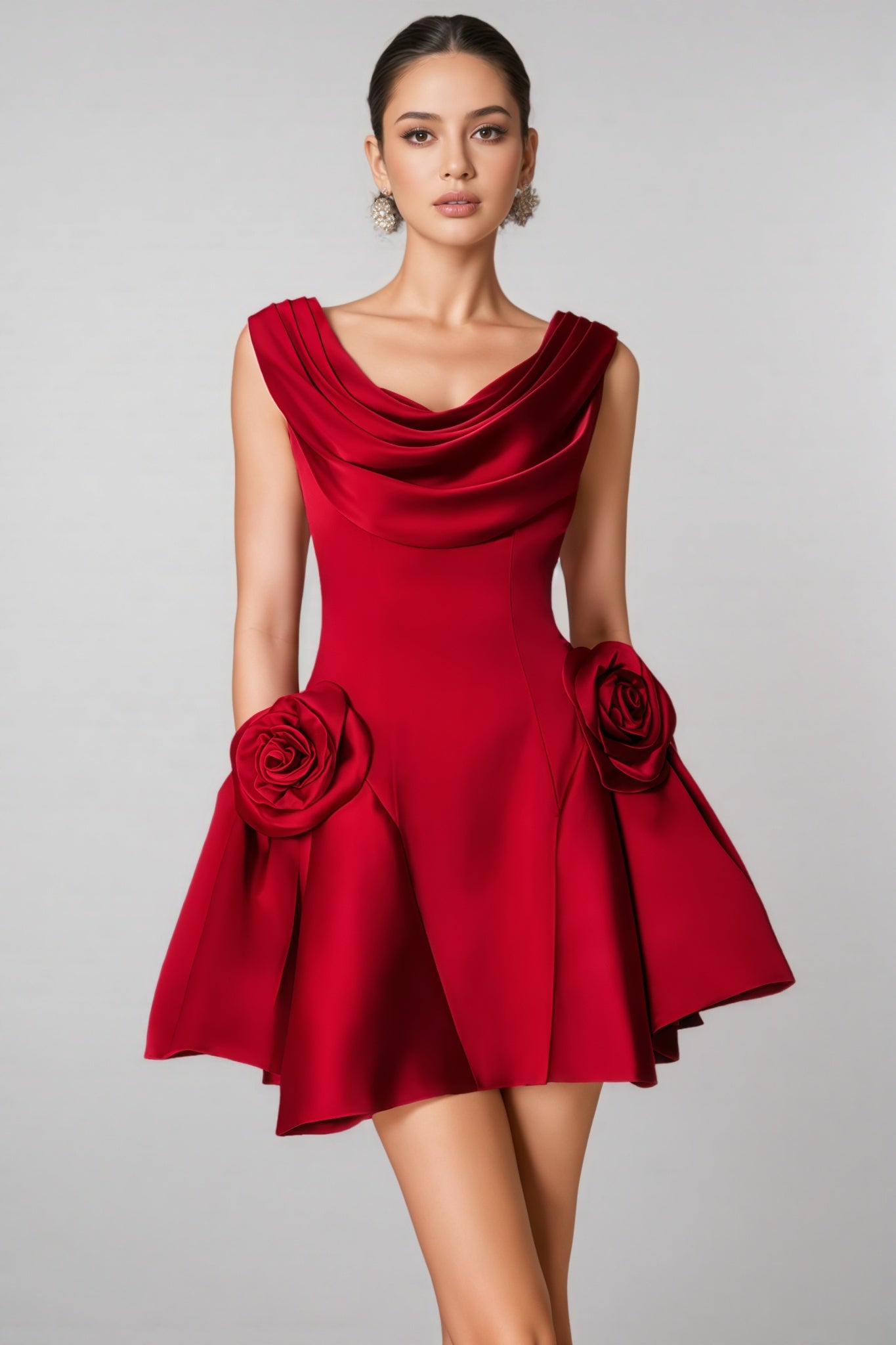Icarusa Flared Cowl Neck Silk Mini Dress - View 5