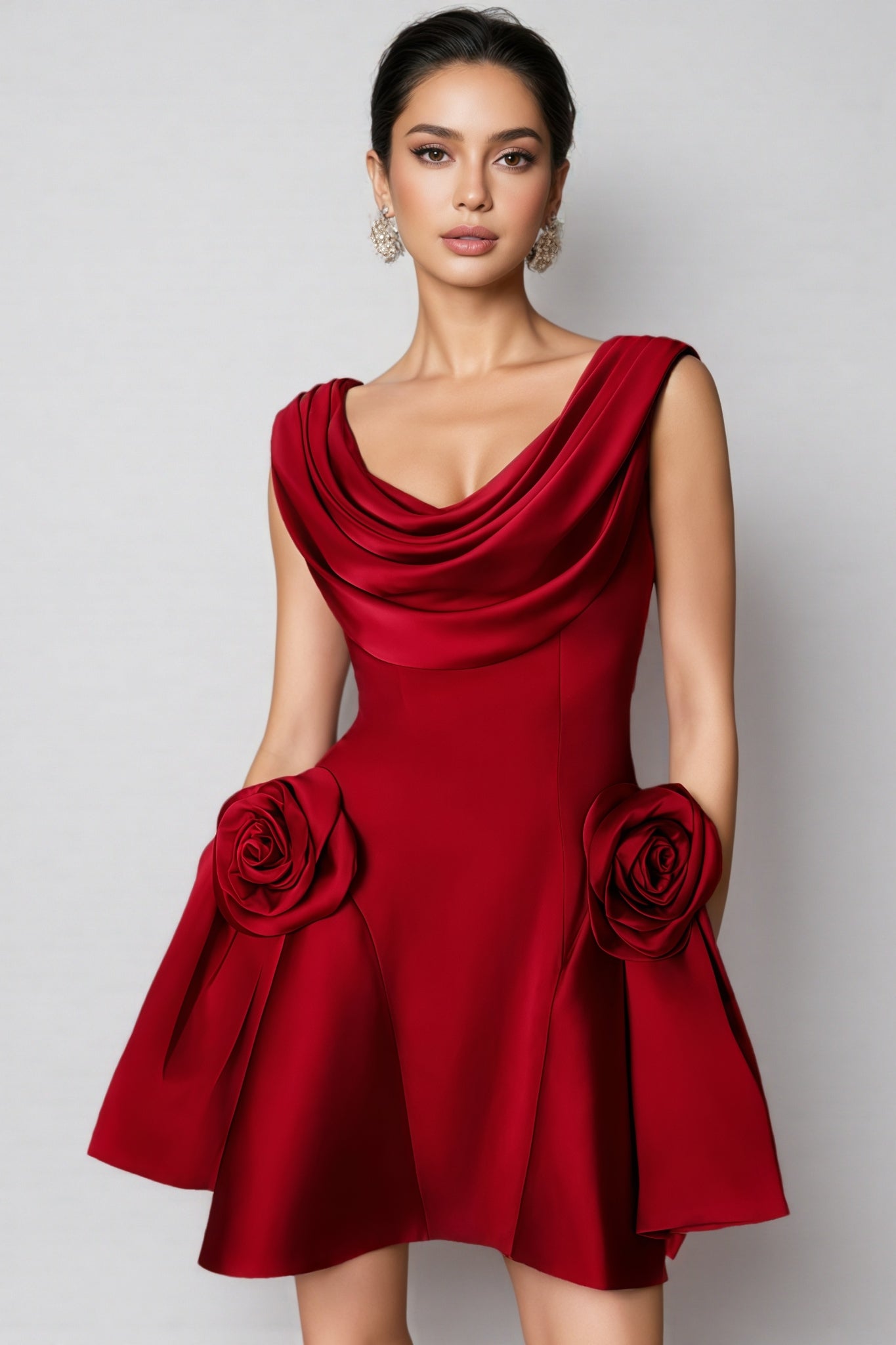 Icarusa Flared Cowl Neck Silk Mini Dress - View 4