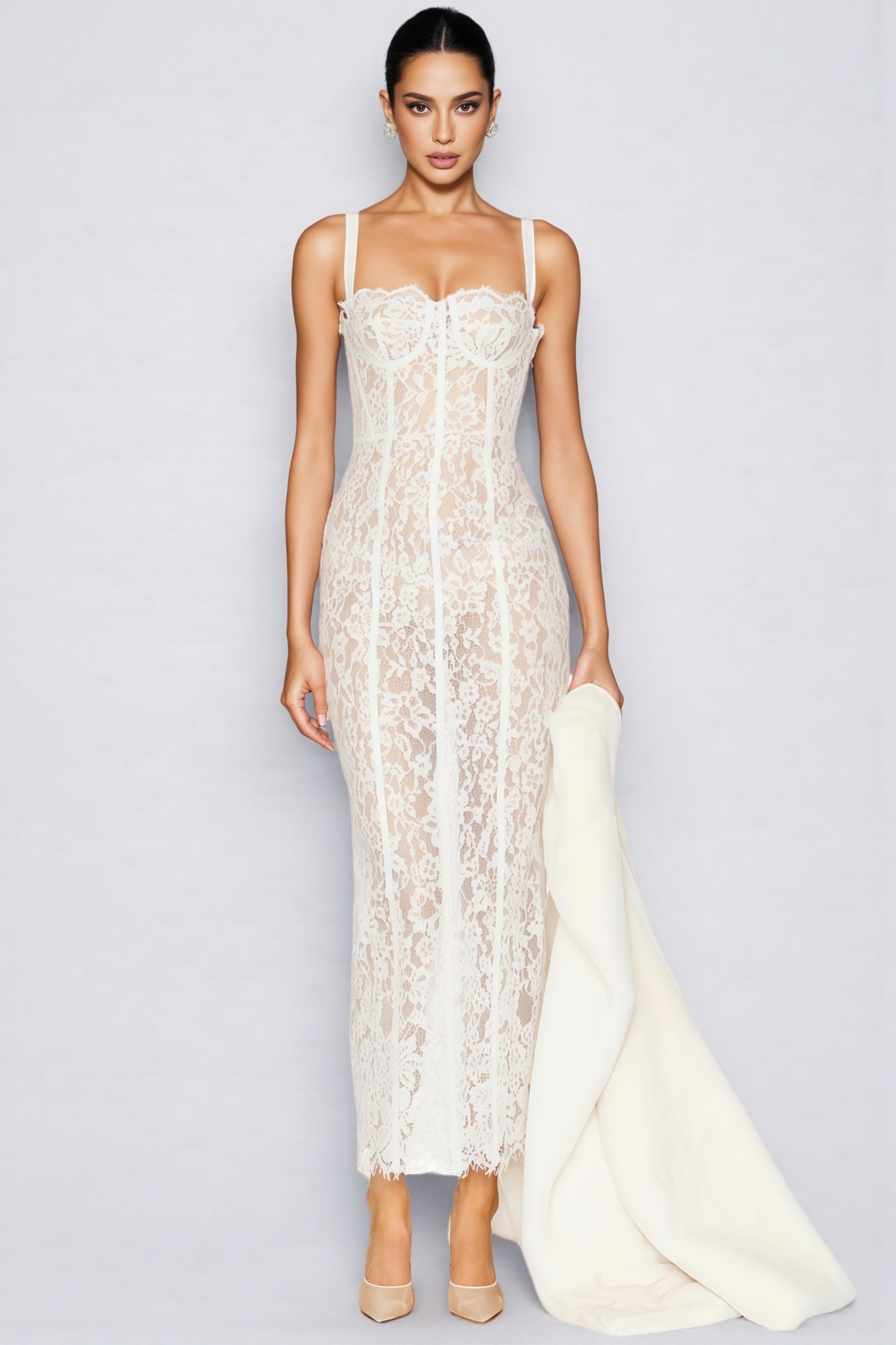 Pana White Lace Camisole Maxi Dress - View 3