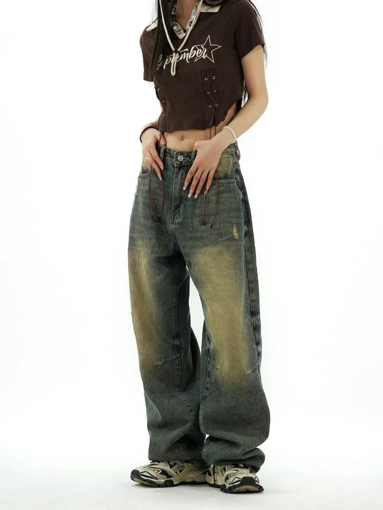 Distressed Baggy Women Y2K Grunge Vintage Oversize Wide Leg Pant