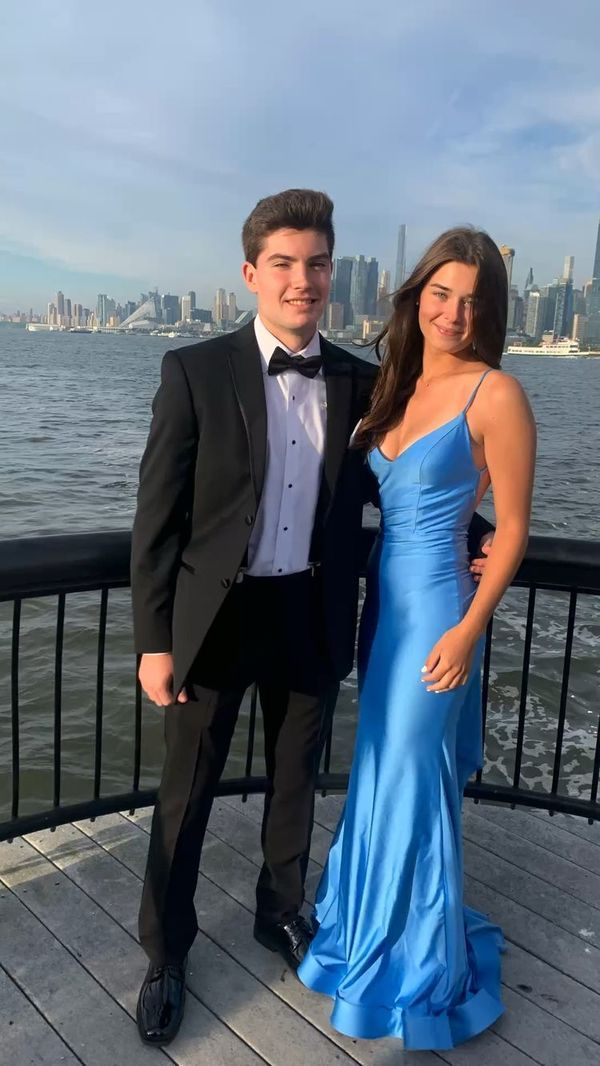 Sexy Blue Mermaid Prom Dresses,Open Back Long Evening Dress cc1308