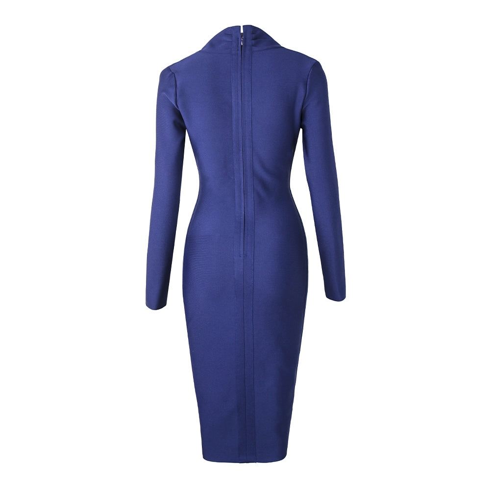 Full Gown Celebrity Club Gown - V Bodycon Warm-Season Deep Bandage Evening Neck With For Sleeves Party