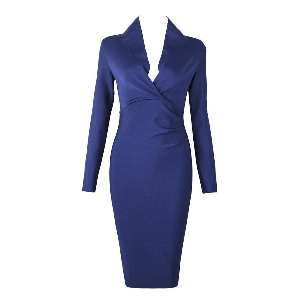 Full Gown Celebrity Club Gown - V Bodycon Warm-Season Deep Bandage Evening Neck With For Sleeves Party