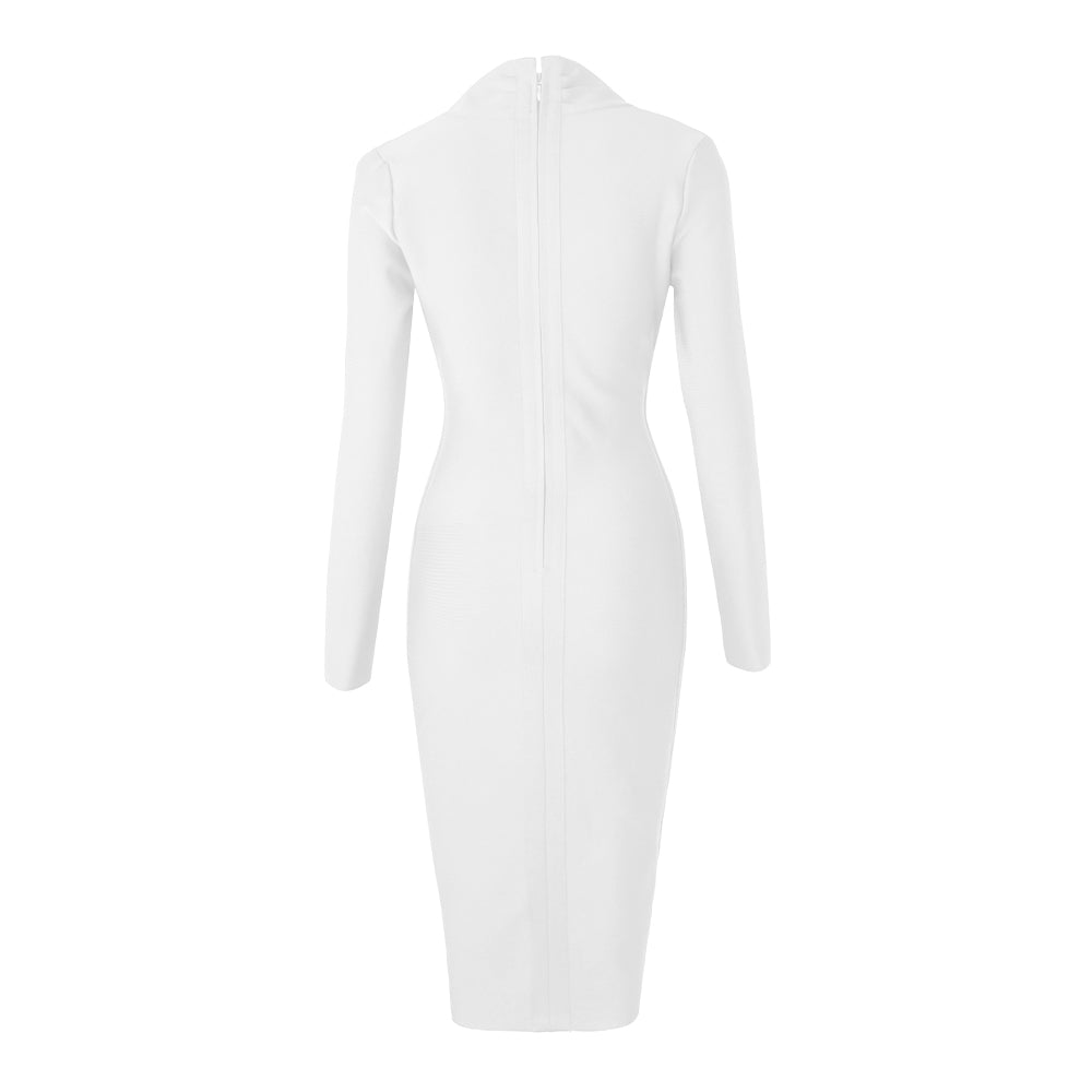 Full Gown Celebrity Club Gown - V Bodycon Warm-Season Deep Bandage Evening Neck With For Sleeves Party