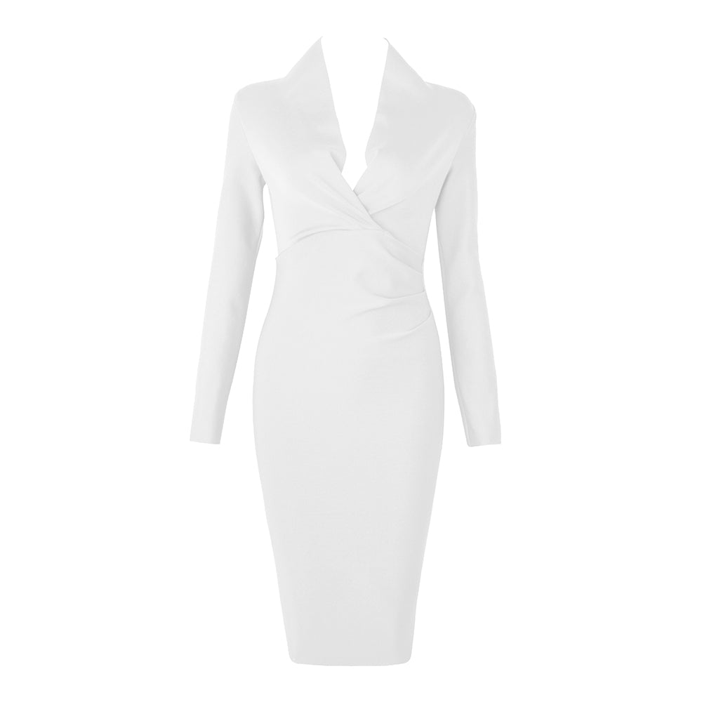 Full Gown Celebrity Club Gown - V Bodycon Warm-Season Deep Bandage Evening Neck With For Sleeves Party