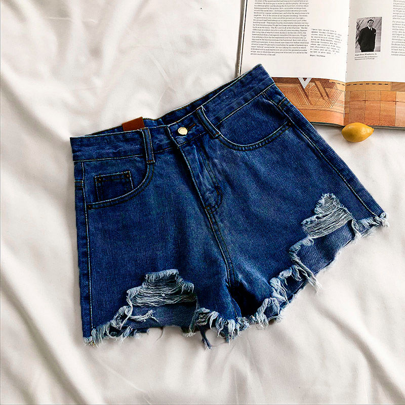 KittenAlarm - Casual High Waist Denim Shorts Women Summer Pocket Tassel Hole Ripped jeans Short Female Femme Short Pants Women