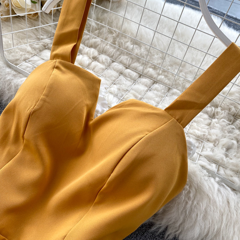 Concepción Minimalist Yellow Sleeveless Cocktail Dress Designer Edit