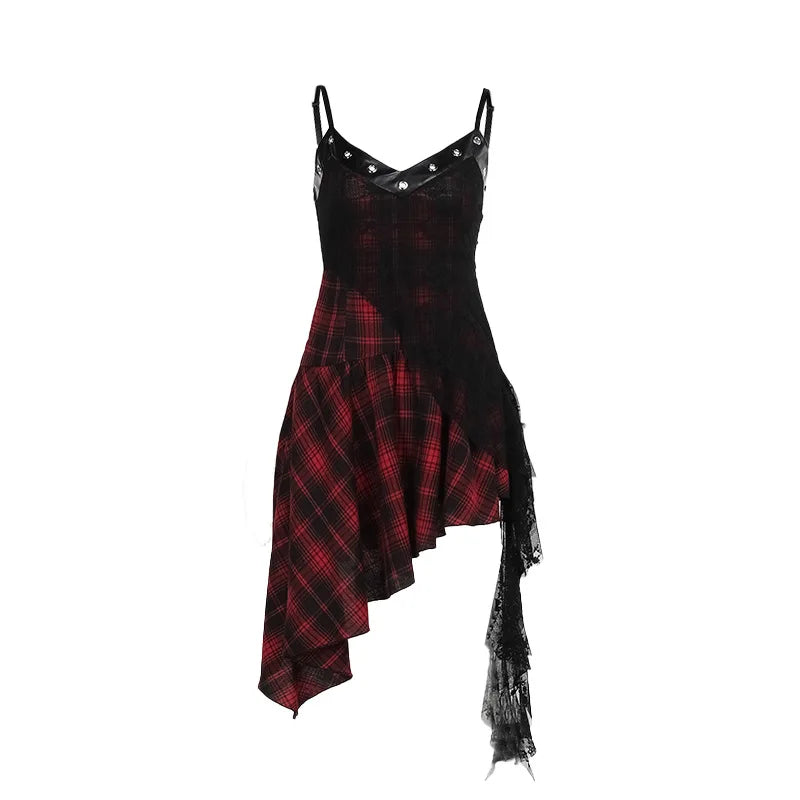 Patchwork Deep V-Neck Lace Dress