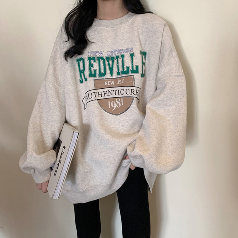 Crewneck Fashion Oversize Hoody Pullover Gray / S