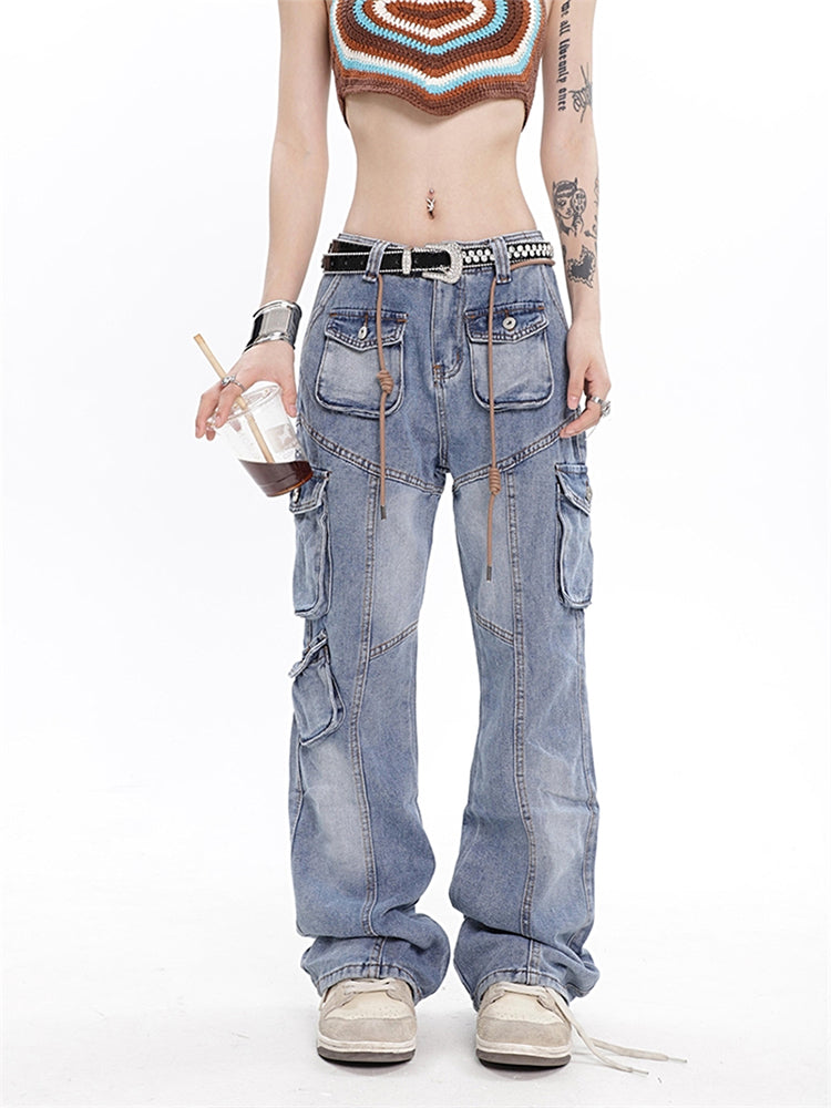 Vintage Washed Wide-Leg Denim Jeans