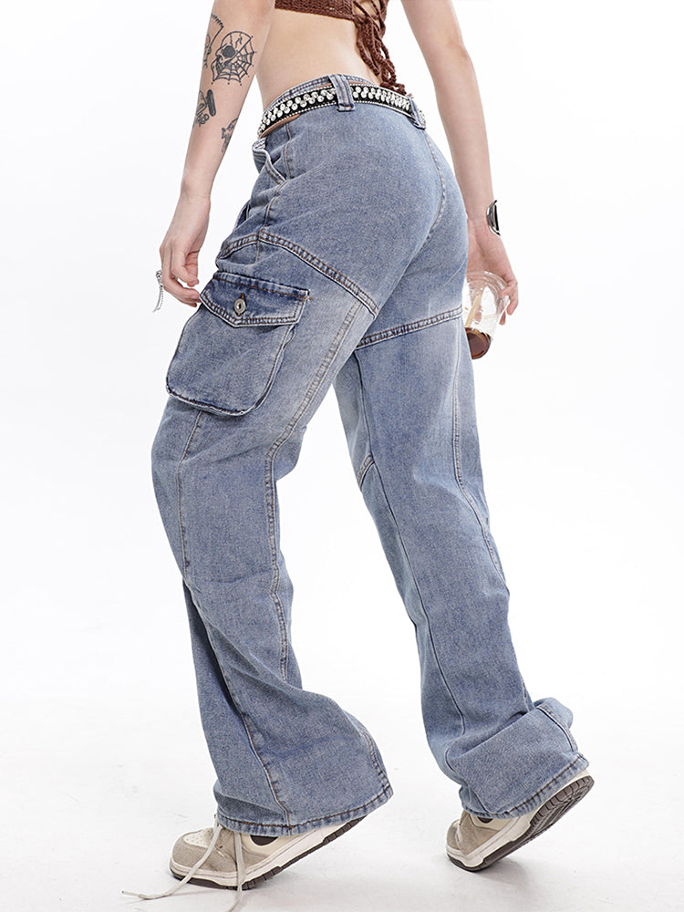 Vintage Washed Wide-Leg Denim Jeans