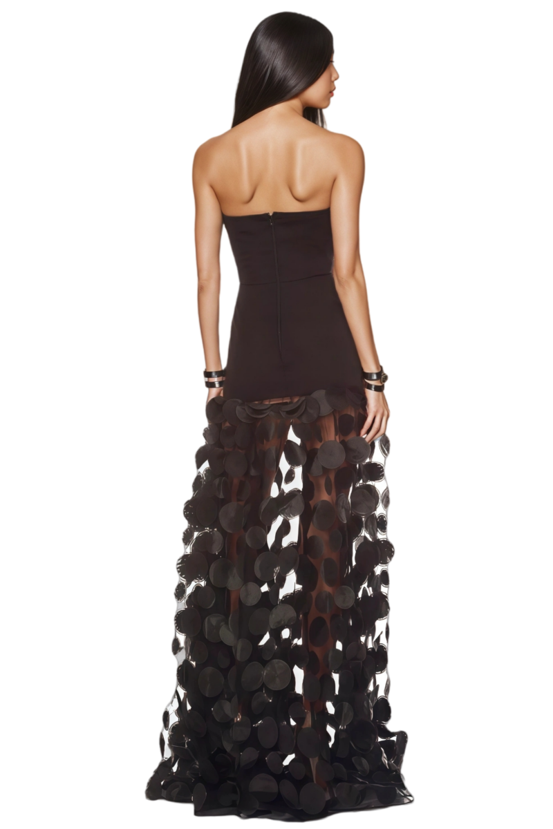 Eryxar Black Polka Dot Mesh Maxi Dress - View 3