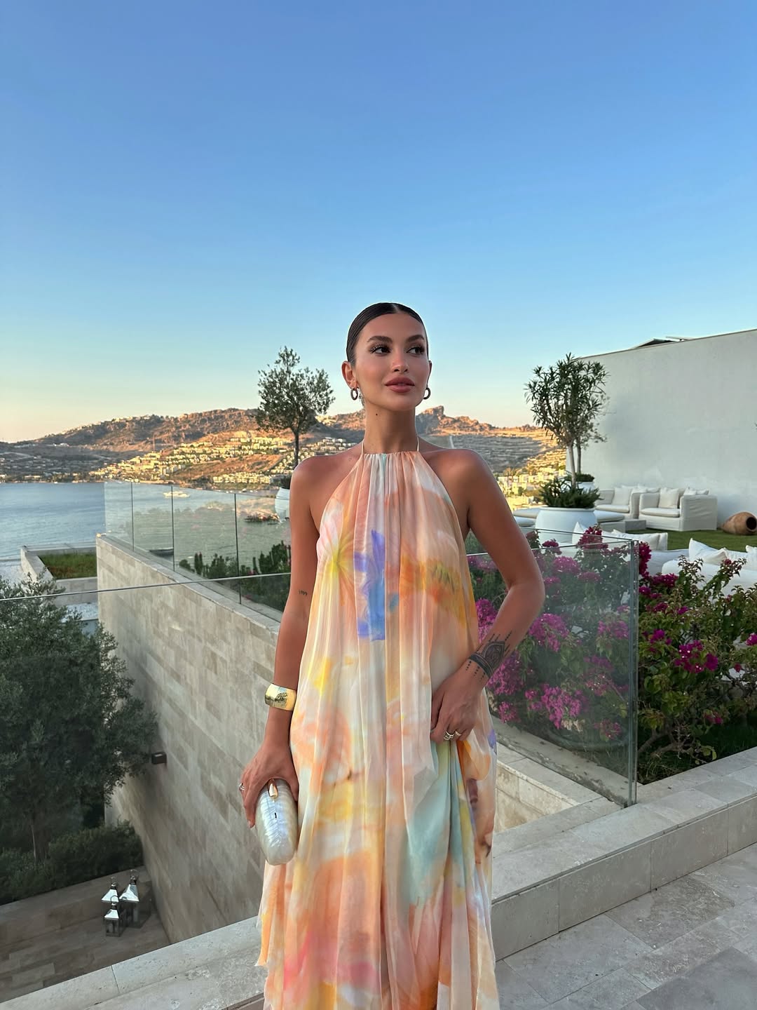 Halter Neck Sleeveless Tie Dye Maxi Dress 4
