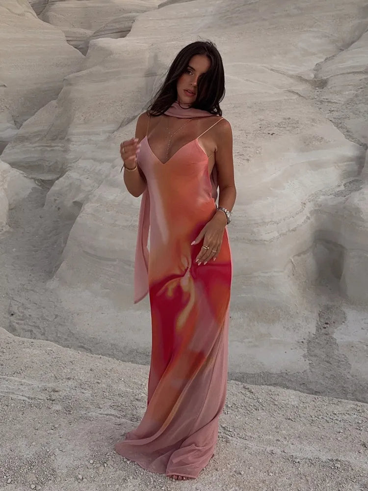 Satin Deep V-Neck Backless Slip Maxi Dress 3
