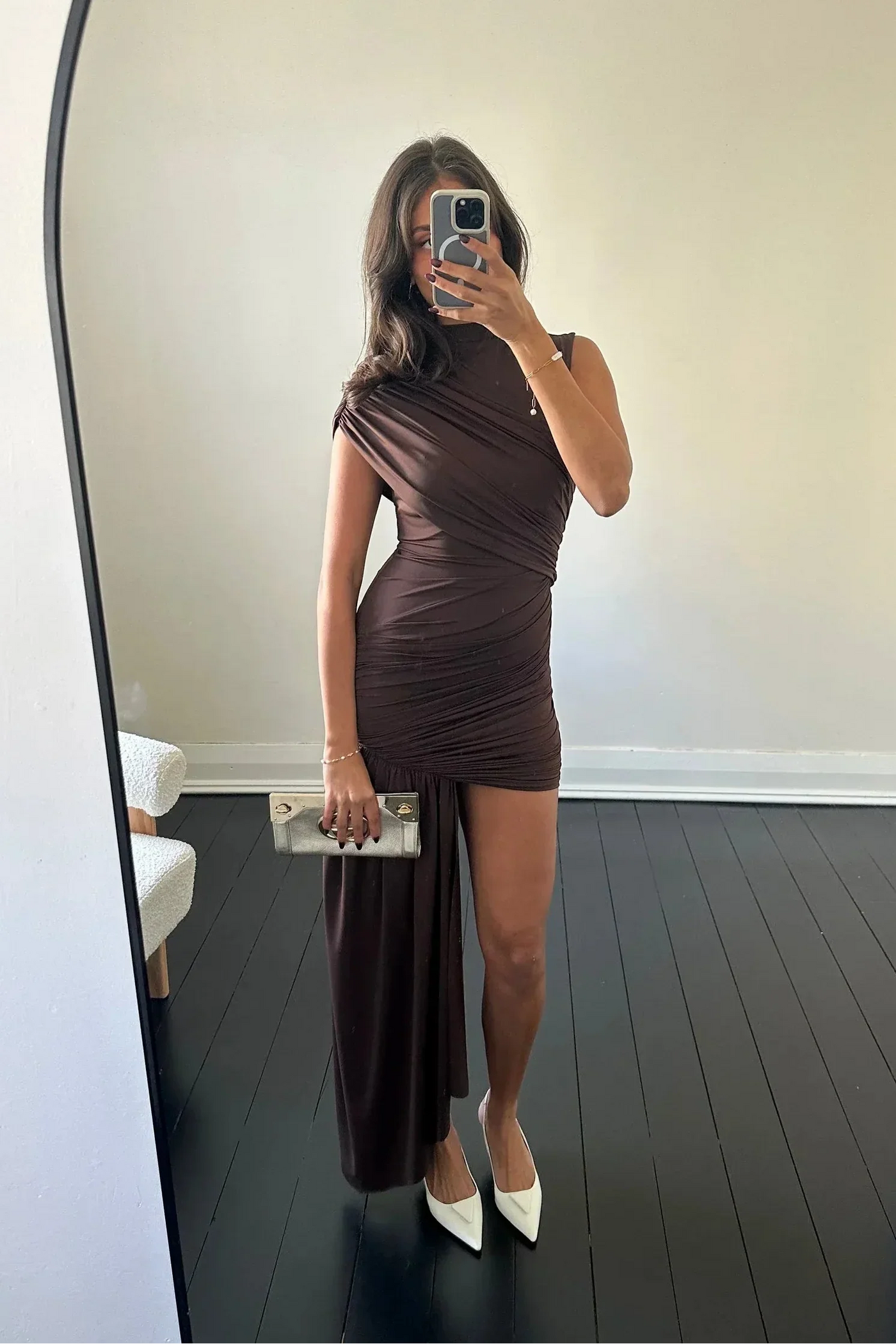 High Neck Sleeveless Ruched Mini Dress 5