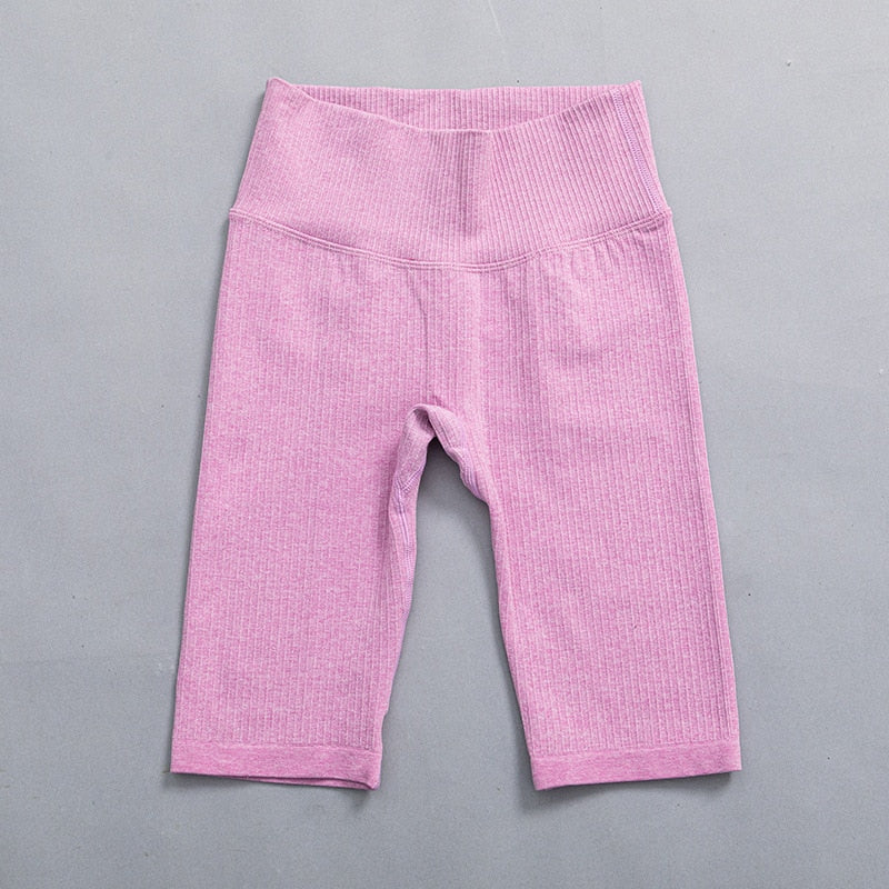 Mojoyce Sport Yoga Leggings Women Seamless Gym Clothing Fitness High Waist Push Up Workout Tights Solid Ribbed Pants